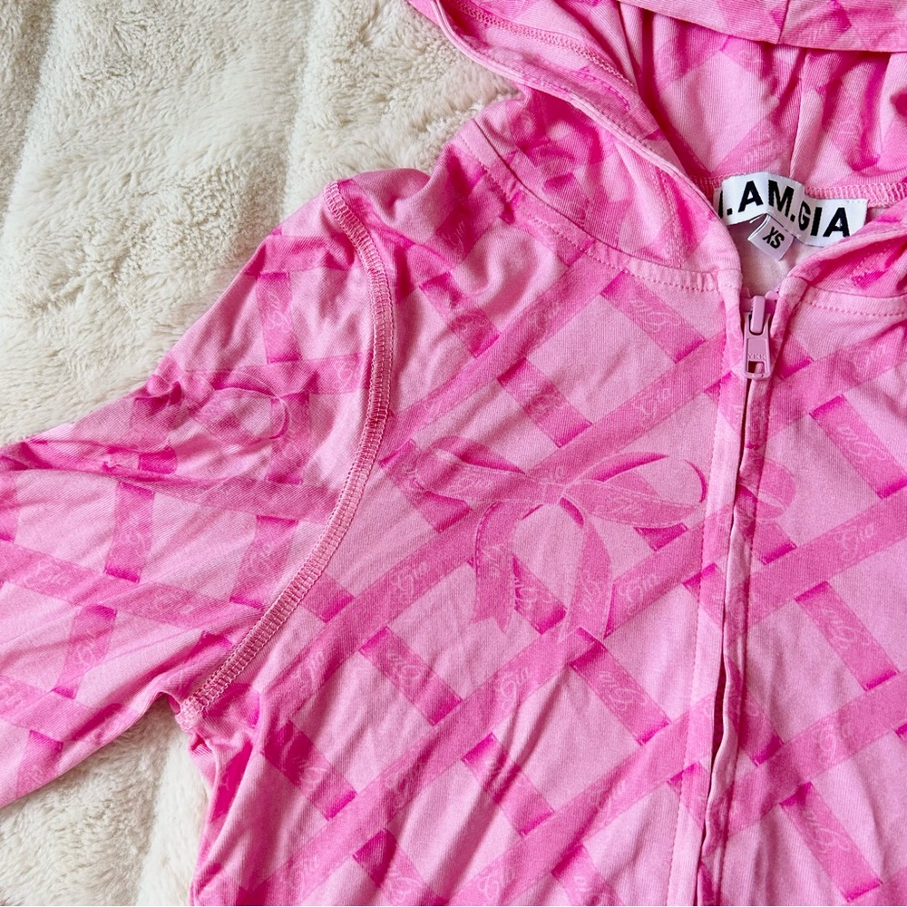 I.AM.GIA Blare Hoodie Pink- Wrapped up in Gia Bow Print Size XS - Picture 5 of 7